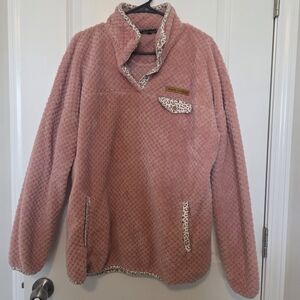 Simply Southern Pink Fleece with Leopard Accents Size XXL